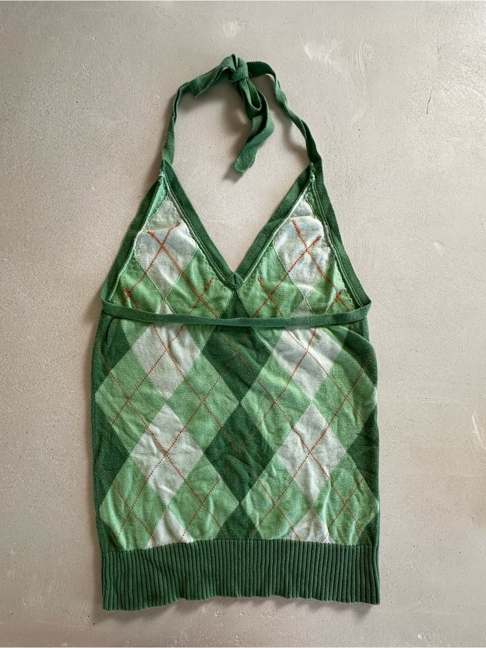 J. Crew Green Argyle Halter Knit Top - Picture 2 of 5